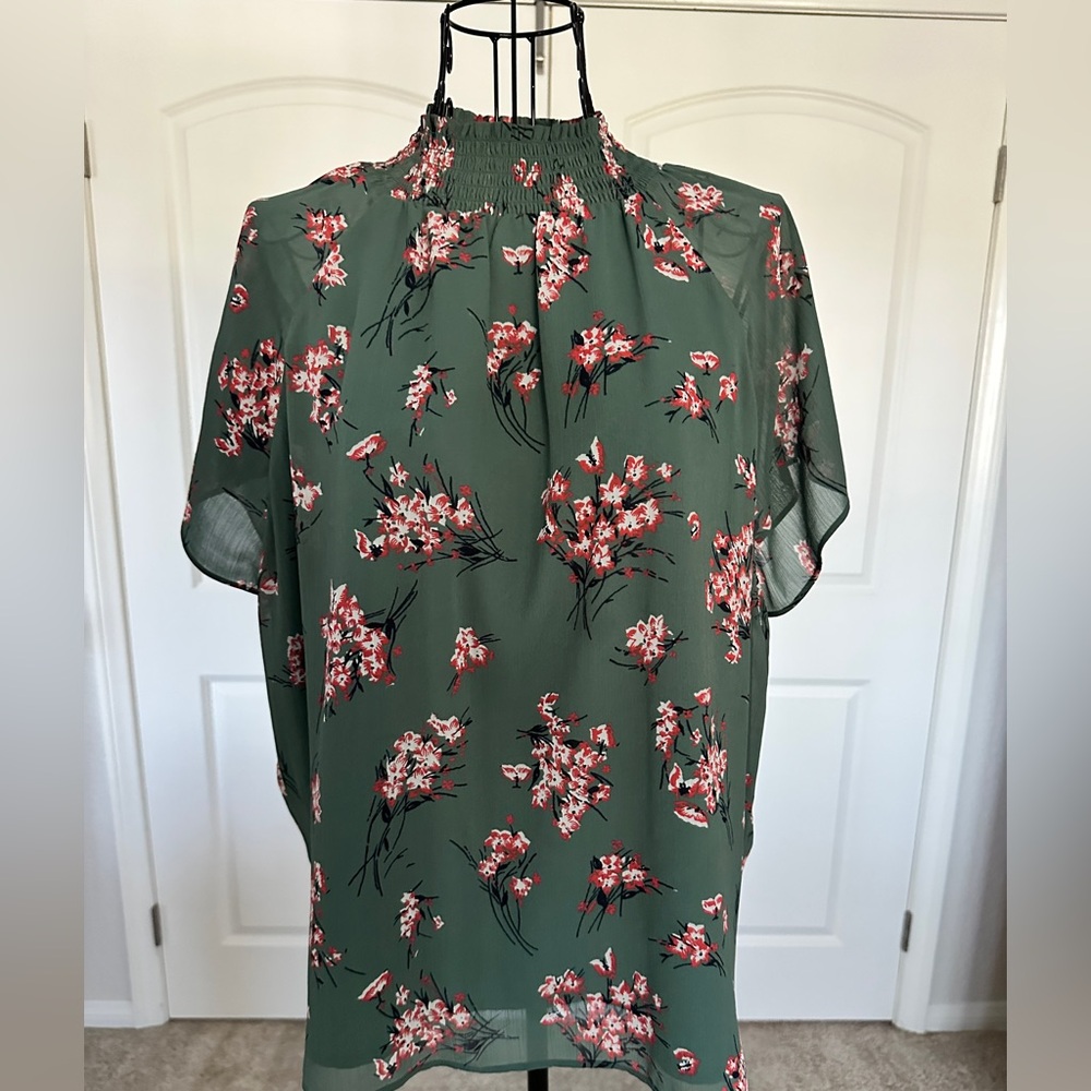 Madewell Green Floral Blouse
